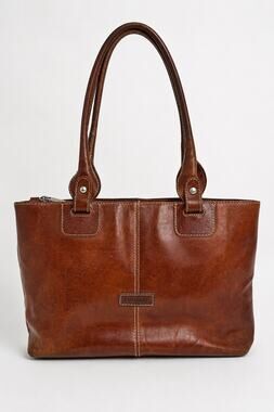 CHIARUGI Firenze Italian Leather Tote Bag – Cognac Brown | Classic Zip-Top